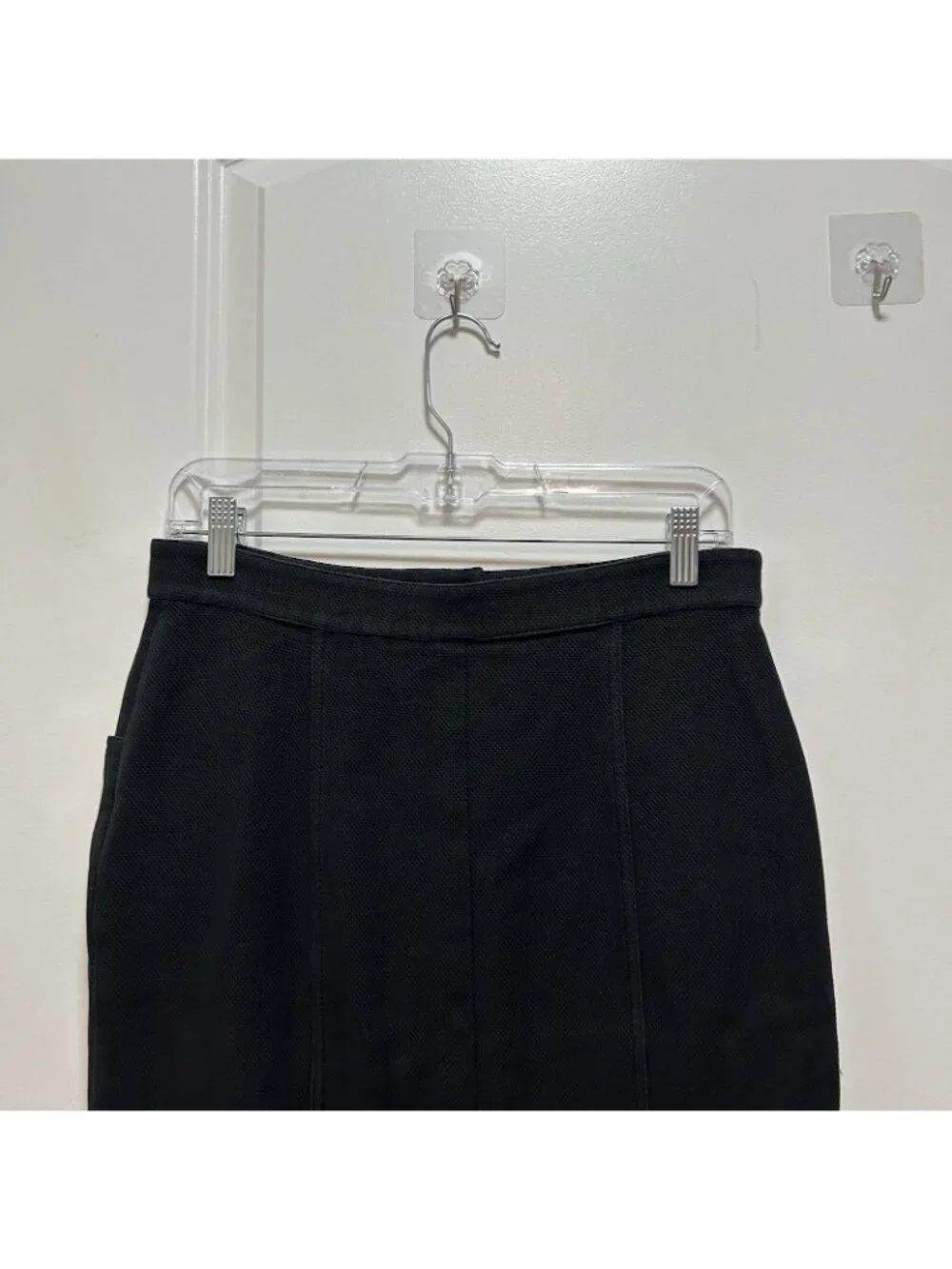 Chanel Vintage Linen Blend Wool Button Front Pencil Skirt Buttons Pocket Small